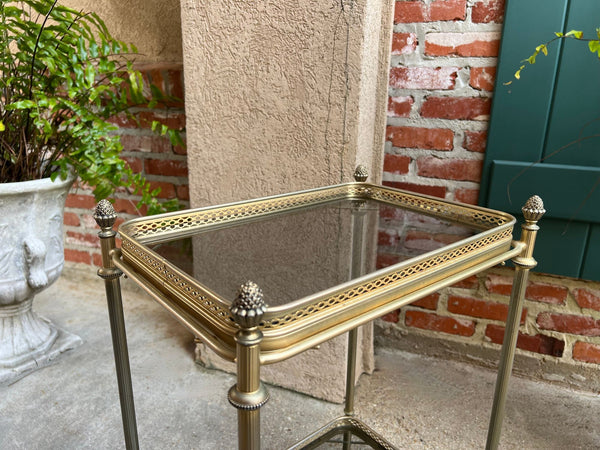 PETITE Vintage French Pastry Bar Cart Brass Glass Tray Serving Trolley Table
