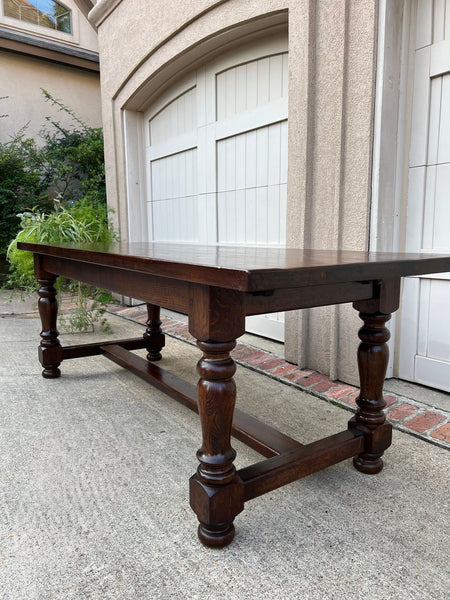Antique French Oak Dining Farm Bakers Table Conference Office Library Desk c1920