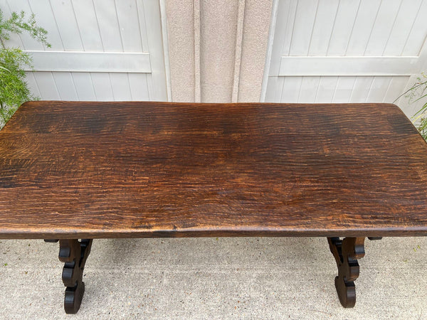 Antique French Oak Dining Table Spanish Catalan Console Kitchen Island c1910
