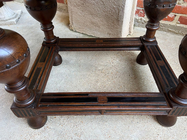 Antique Dutch Sofa Side Table Carved Oak Bulbous Leg Baroque Ebonized Danish