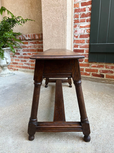 Antique English Oak Bench Stool Farmhouse Table Trestle Jacobean 4 ft c1890