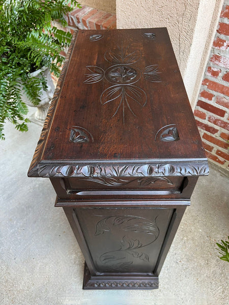 Antique French Carved Oak Cabinet Breton Brittany Cocktail Sideboard Server