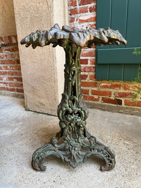 PAIR Antique French Round Side Table Grotto Rococo Cast Iron Plant Stand c1880