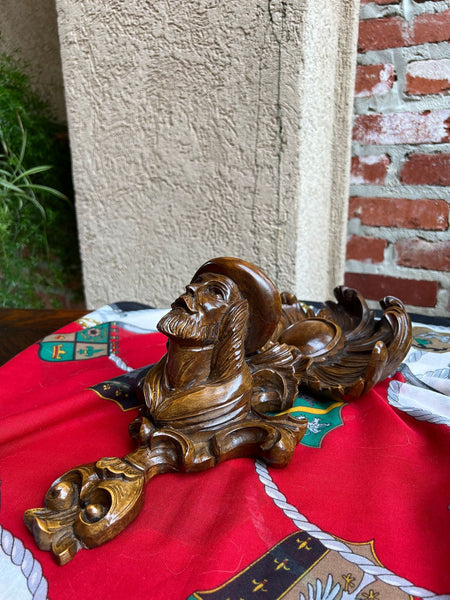 Antique French Wall Hanging Plaque Breton Brittany Carved Walnut c1890