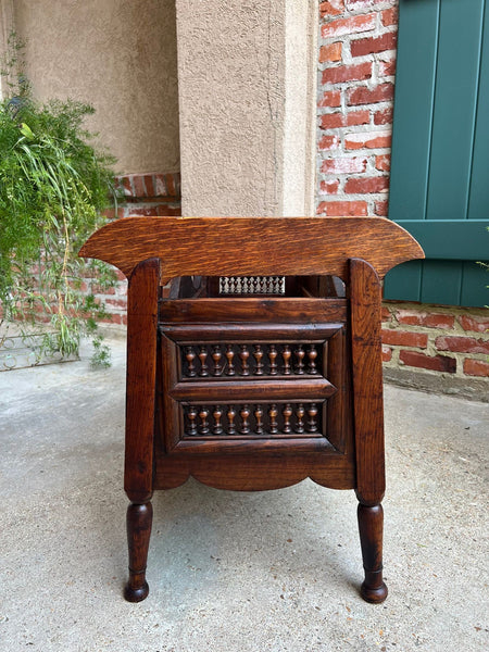 Antique French Carved Planter Breton Brittany Oak Doll Bed Fireside Box c1890
