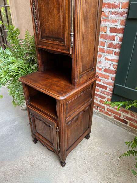 Tall Antique French Louis XV Hall Cabinet Tall Linen Closet Carved Oak Bookcase