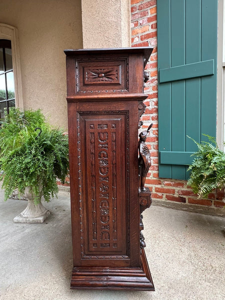 Antique French Cabinet Bar Sideboard Baroque Carved Oak c1880 Bookcase