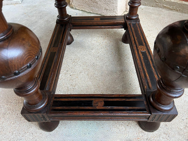 Antique Dutch Sofa Side Table Carved Oak Bulbous Leg Baroque Ebonized Danish