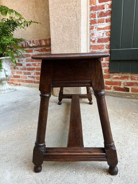 Antique English Oak Bench Stool Farmhouse Table Trestle Jacobean 4 ft c1890