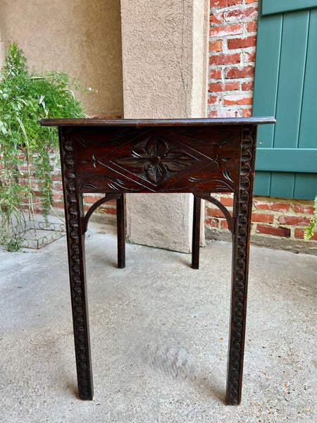 Antique English Sofa Console Table Jacobean Carved Oak Foyer Table c1890