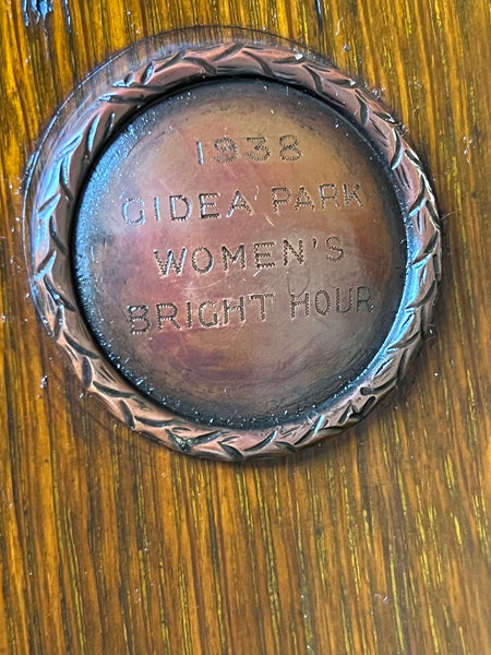 Antique English Choir Trophy Award Plaque Copper Repousse c1938 Lyre Harp