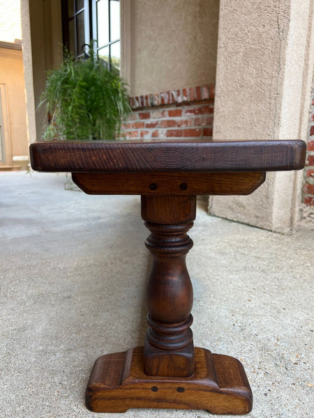 Antique French Tiger Oak Bench Dining Seat Farmhouse Country Ranch Vintage c1940