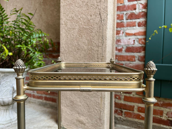 PETITE Vintage French Pastry Bar Cart Brass Glass Tray Serving Trolley Table