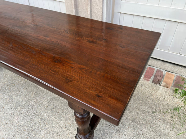 Antique French Oak Dining Farm Bakers Table Conference Office Library Desk c1920