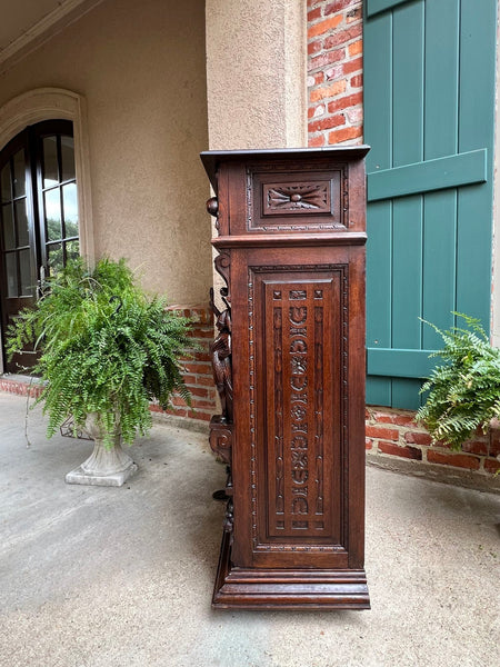 Antique French Cabinet Bar Sideboard Baroque Carved Oak c1880 Bookcase