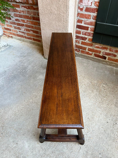 Antique English Oak Bench Stool Farmhouse Table Trestle Jacobean 4 ft c1890