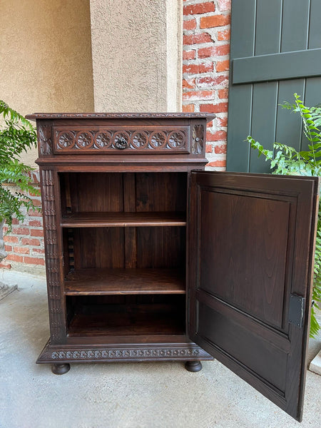 Antique French Carved Oak Cabinet Breton Brittany Cocktail Sideboard Server