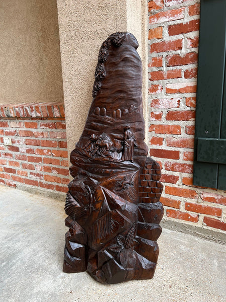 Antique French Carved Wood Wall Sculpture The Gleaners by Jean Francois Millet