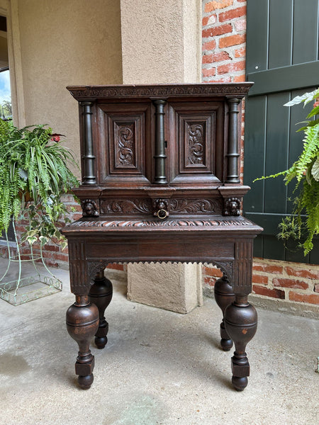 19th century French Carved Oak Cabinet Vestry Altar Wine Renaissance Dining Room