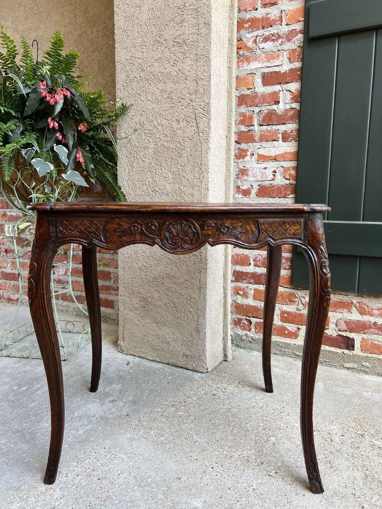 Antique French Carved Oak Sofa Side Lamp Table Serpentine Louis XV Nightstand