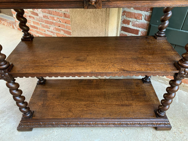19th century French Carved Oak Hunt Server Sideboard Barley Twist Renaissance
