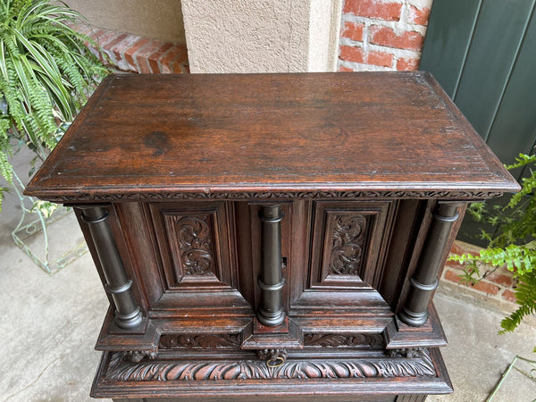 19th century French Carved Oak Cabinet Vestry Altar Wine Renaissance Dining Room