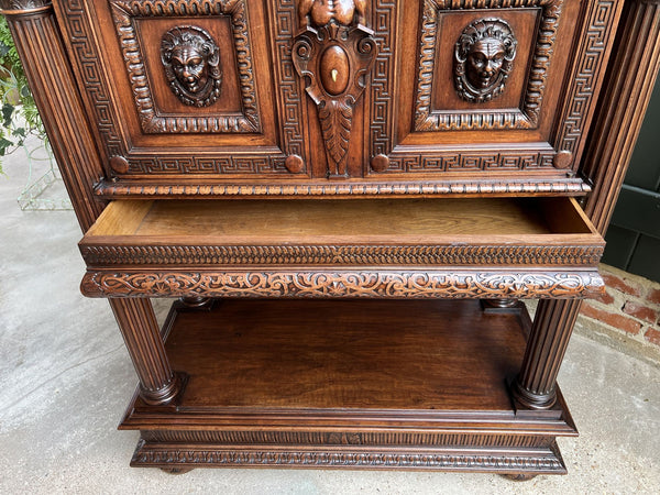 19th century French Cabinet Wine Liquor Greek Key Walnut Regency Sideboard