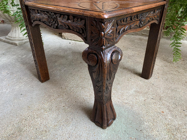 Antique French Carved Oak Corner Arm Chair Renaissance Louis XIV style