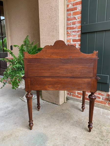 19th century Petite French Carved Oak Secretary Writing Desk Louis XVI Style