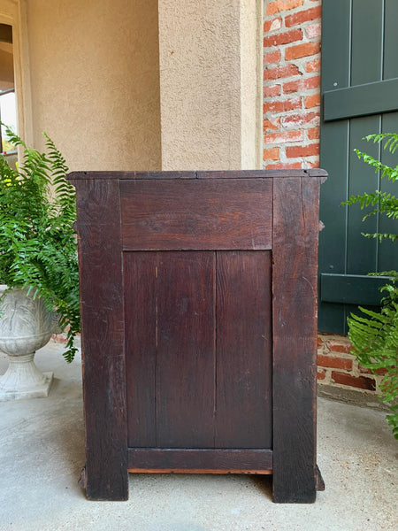 Antique French Carved Oak Petite Bookcase Server Barley Twist Display Louis XIII
