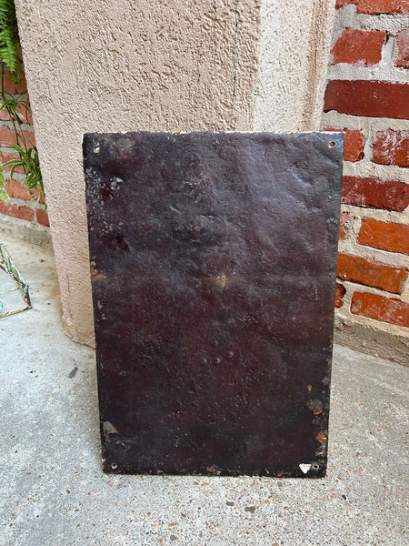 Antique English Fireback Cast Iron Hearth Panel Kitchen Backsplash Floral Music