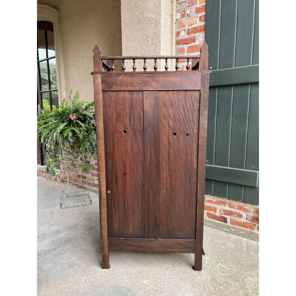 Antique French Carved Chestnut Cabinet Bonnetiere Armoire Breton Brittany