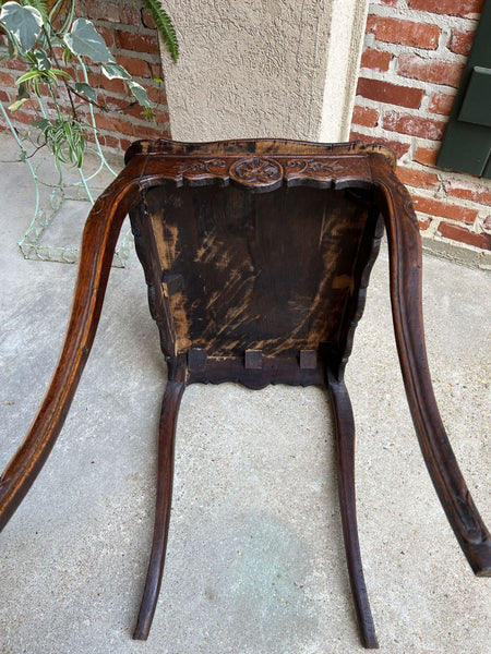 Antique French Carved Oak Sofa Side Lamp Table Serpentine Louis XV Nightstand