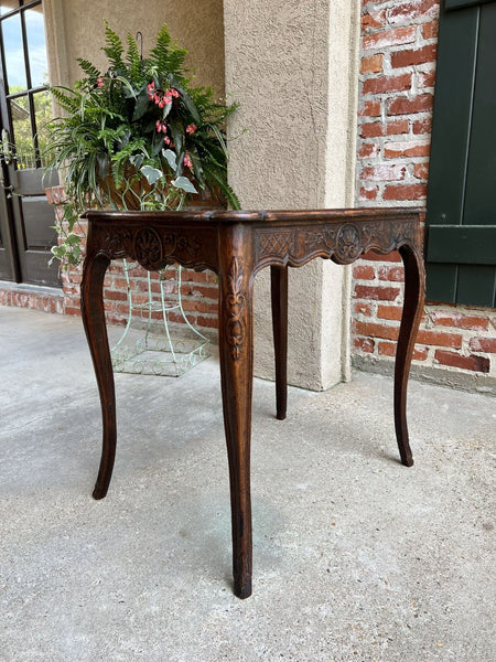 Antique French Carved Oak Sofa Side Lamp Table Serpentine Louis XV Nightstand