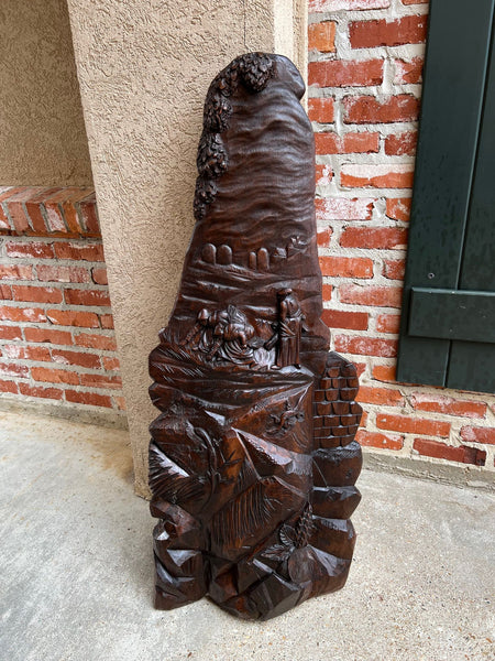 Antique French Carved Wood Wall Sculpture The Gleaners by Jean Francois Millet