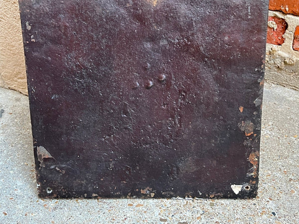 Antique English Fireback Cast Iron Hearth Panel Kitchen Backsplash Floral Music