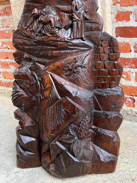 Antique French Carved Wood Wall Sculpture The Gleaners by Jean Francois Millet