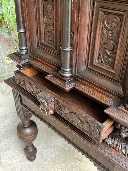 19th century French Carved Oak Cabinet Vestry Altar Wine Renaissance Dining Room
