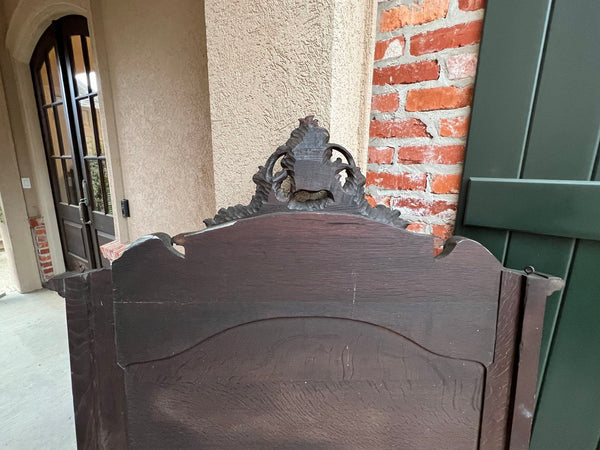 Antique French Trumeau Pier Wall Mirror Louis XV Carved Oak 19th century