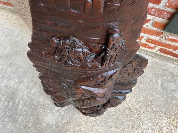 Antique French Carved Wood Wall Sculpture The Gleaners by Jean Francois Millet