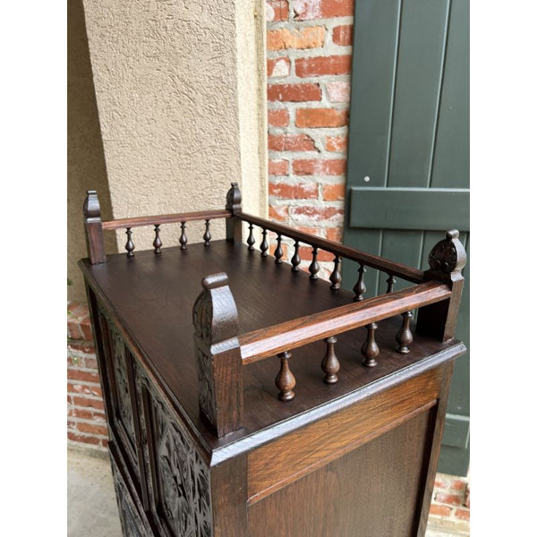 Antique French Carved Chestnut Cabinet Bonnetiere Armoire Breton Brittany