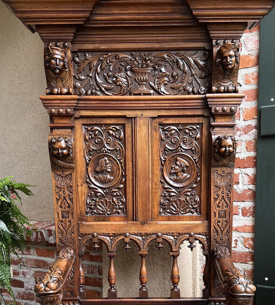 19th century French Carved Walnut Hall Bench Breton Brittany Pew Renaissance