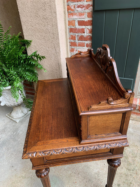 19th century Petite French Carved Oak Secretary Writing Desk Louis XVI Style