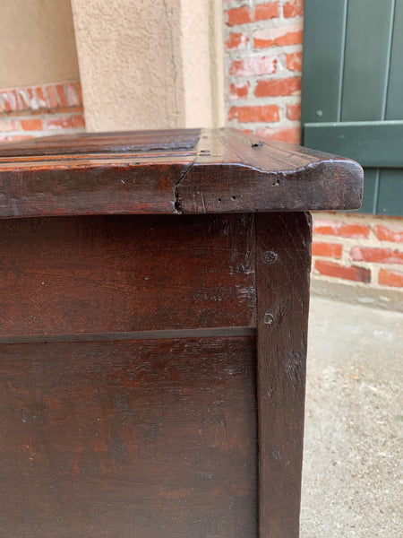 18th century English Carved Oak Coffer Trunk Chest Coffee Table Blanket Box