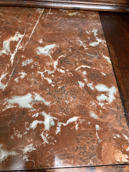 19th century  French Carved Oak Server Sideboard Display Breton Brittany Marble