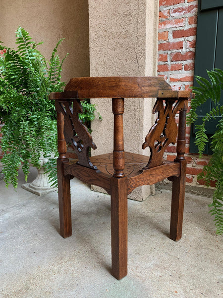 Antique French Carved Oak Corner Arm Chair Renaissance Louis XIV style