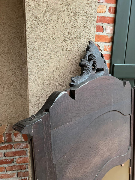 Antique French Trumeau Pier Wall Mirror Louis XV Carved Oak 19th century