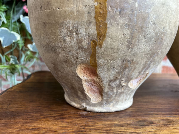 19th century PAIR Set 2 French Confit Pot Yellow Glazed Pottery Provincial