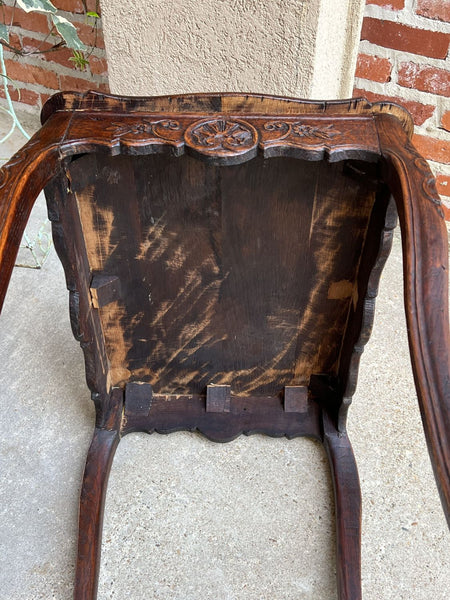 Antique French Carved Oak Sofa Side Lamp Table Serpentine Louis XV Nightstand