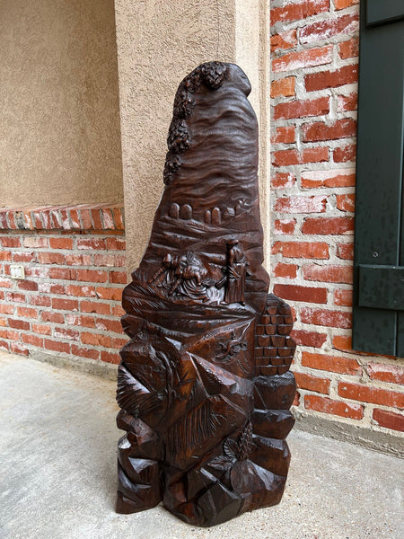 Antique French Carved Wood Wall Sculpture The Gleaners by Jean Francois Millet